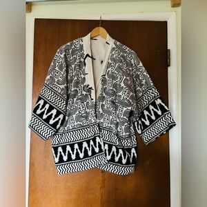 Incredible vintage tribal print fully reversible cotton kimono jacket